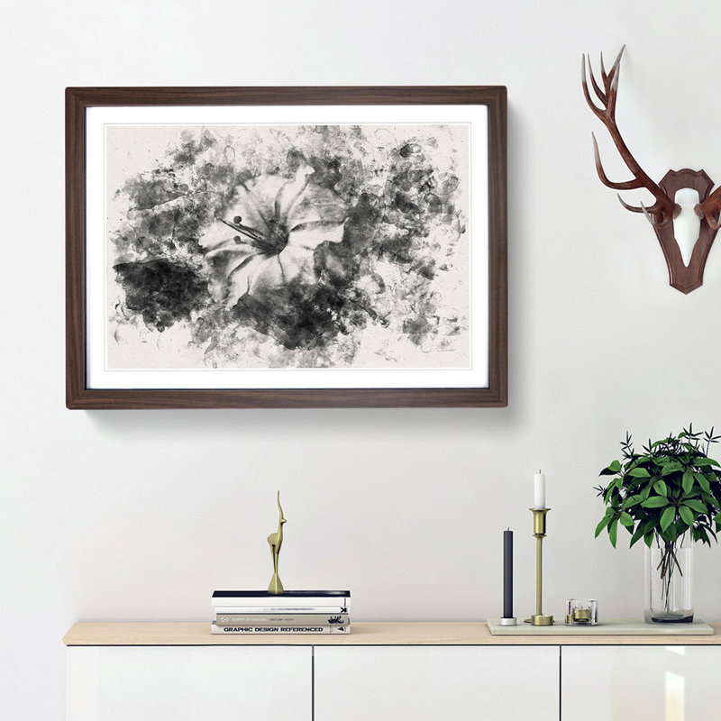 Geranium Flower - Picture Frame Painting Print, 40cm H x 60cm W x 2cm D, Walnut Framed
