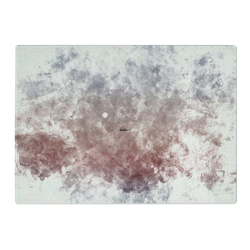 Tempered Glass Airplane Passing the Moon Watercolour Chopping Board, 20 cm x 28.5 cm