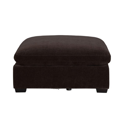 Rectangular Fabric Upholstered Ottoman, Dark Chocolate