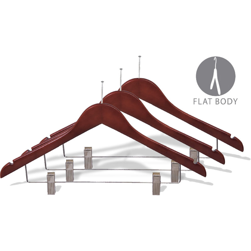 Jessamine Hangers With Clips, Walnut w/ Chrome Clips, 100