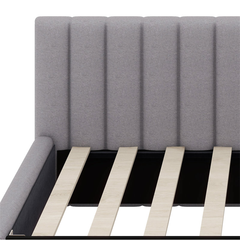 Lit de rangement rembourré Ninette, Gris