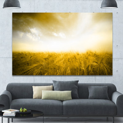 « yellow pâturage under brillante sun », reproduction de photo sur toile tendue