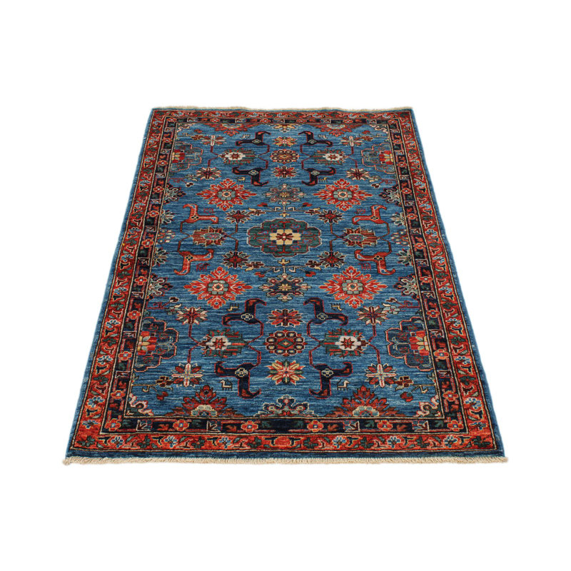 3x5 Blue and Rust Traditional Rug