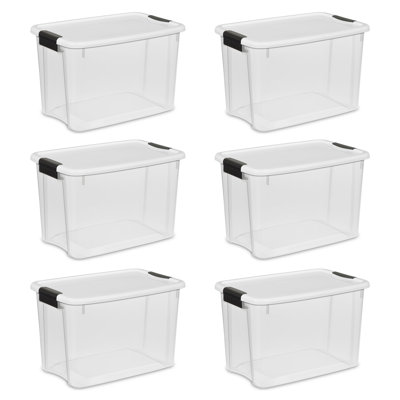 Sterilite 30 Qt Ultra Latch Box, Stackable Storage Bin, Lid, Heavy Duty Latches, Container Organizes