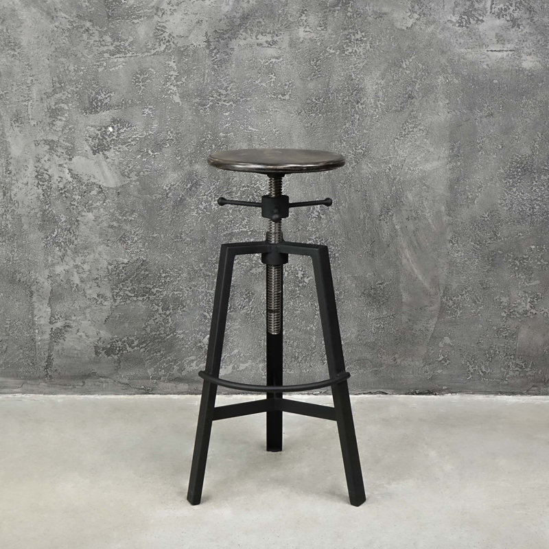 Hacienda Swivel Adjustable Height Counter Stool with Metal Frame, Black