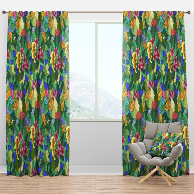Texture with Abstract Flowers & Leaves - Modern Curtain - Velvet Room darkening - 1 panel