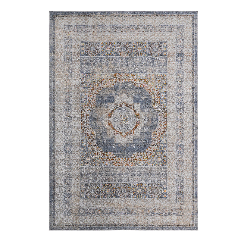 2X8 Blue/Ivory / Medallion Runner Rug, Runner 2'2" x 8', Blue