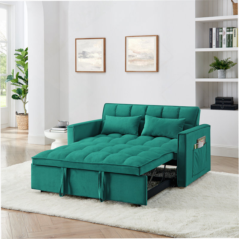 Cubbindall Upholstered Convertible Sofa Bed,Sleeper Sofa,Velvet Sofa,Modern Sofa,Accent Sofa, Antique Green Velvet