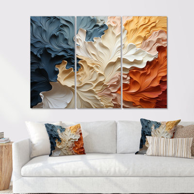 «Beige et orange Custards Collage III», ensemble d'art mural sur toile abstraite
