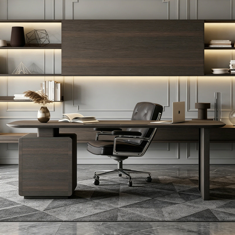 Bureau de luxe minimaliste, H 29,53 po x l 86,61 po x P 35,43 po