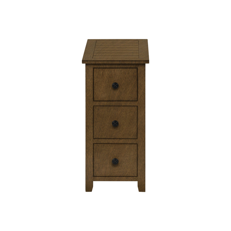 Table de chambre étroite avec tiroir, placage brun et apparence de salon fonctionnelle