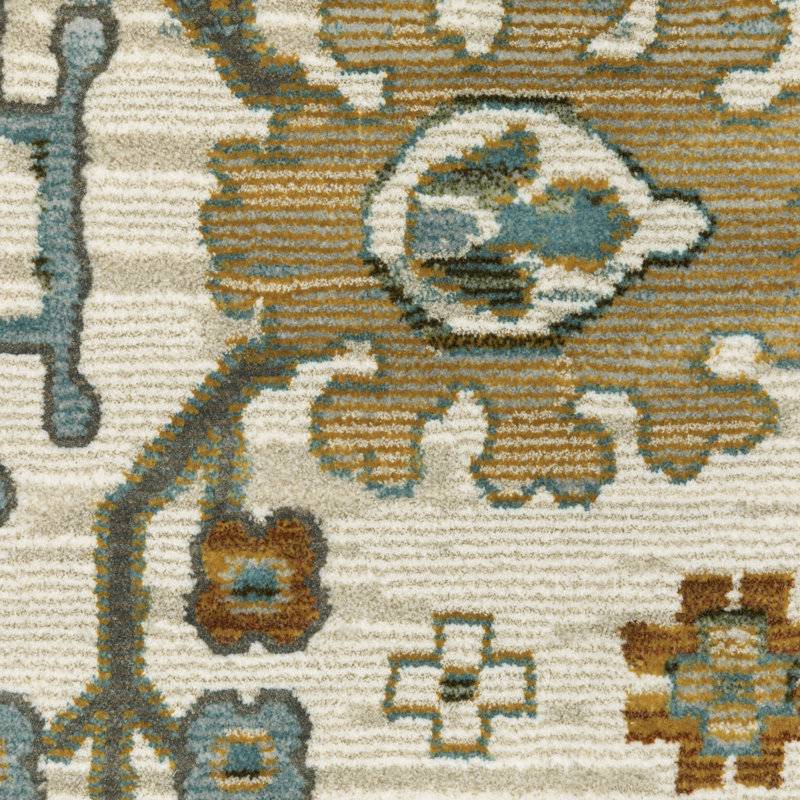 Eldyn Floral Oriental Ivory/ Multi Area Rug, Rectangle 9'10" x 12'11"