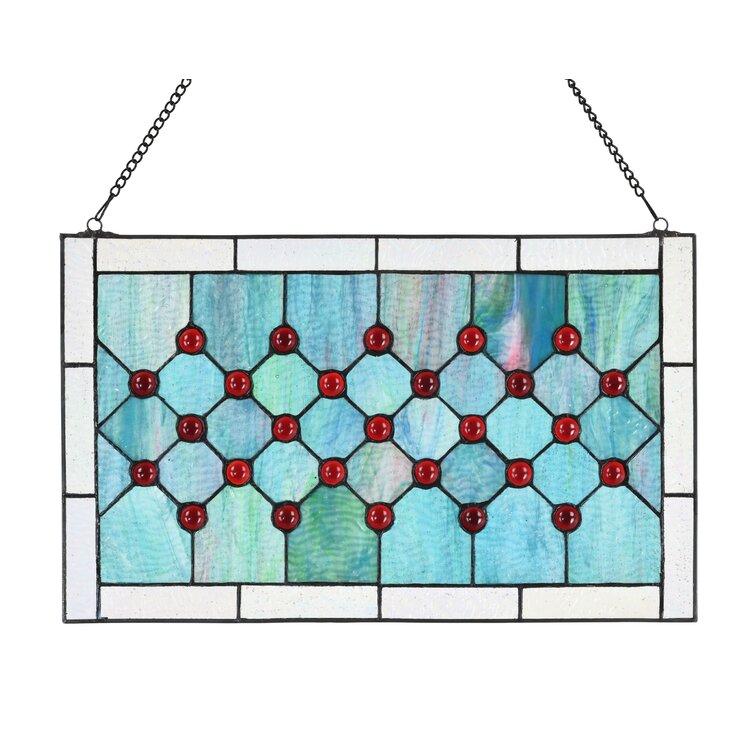 Blue Stained Glass Hanging Window Panel