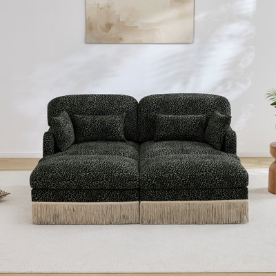 Comfy Chenille Leopard Print Loveseat Sofa