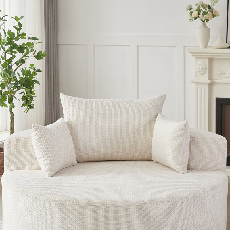 Coussin moelleux en chenille de 55 pouces (140 cm), installation facile, pour salon, garnissage en mousse, chenille simple, aucun assemblage requis, design confortable.