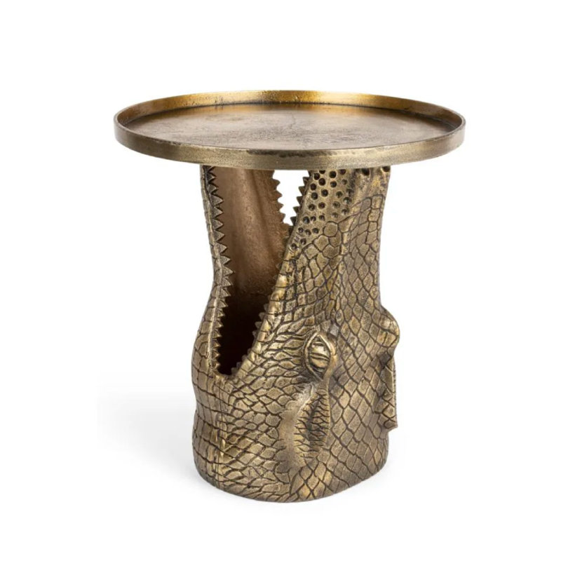 Brass Alligator Head Side Table