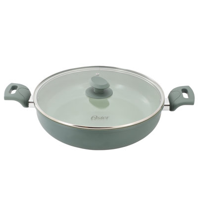 Oster Sutterville Choice 5 Quart Ceramic Nonstick Aluminum Everyday Pan with Lid in Evergreen