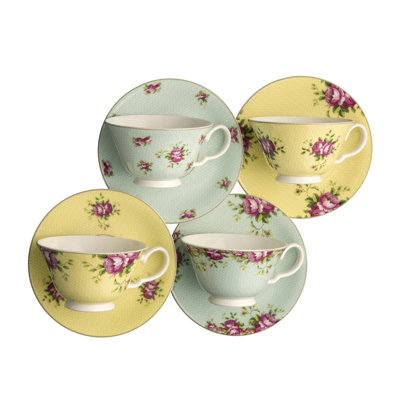 Archive Rose Bone China Teacup and Saucer