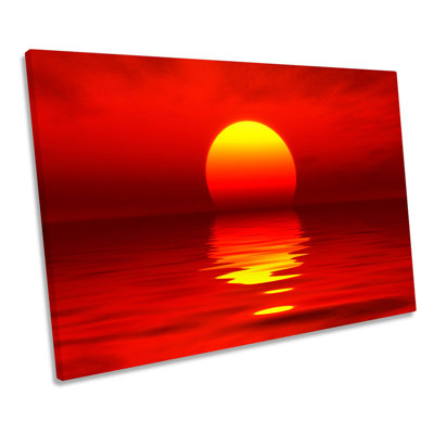 Red Sunset Seascape - Wrapped Canvas Print