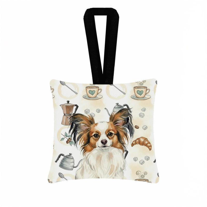 Ornement suspendu en tissu blanc 3,5 pi x 3,5 po, Papillon White with Sable