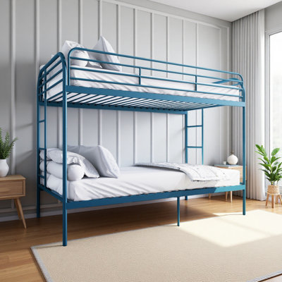 Metal Bunk Bed Twin Over Twin, Heavy Duty Bunk Beds With 2 Ladders And Full-Length Guardrai
