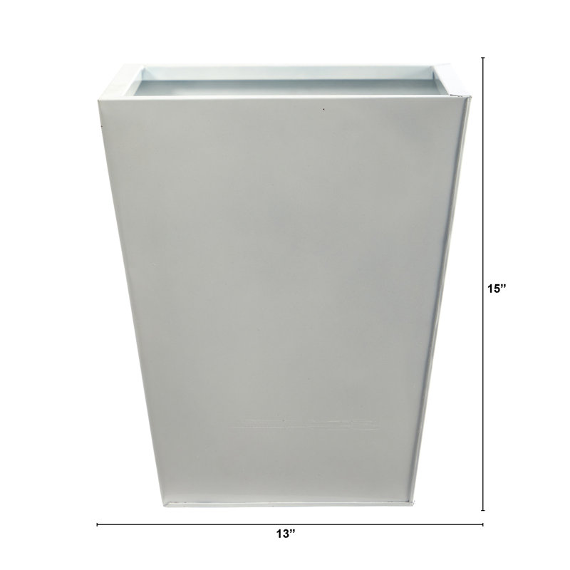 Pot à fleurs en métal Frankey, Blanc, H 15 po x l 13 po x P 13 po