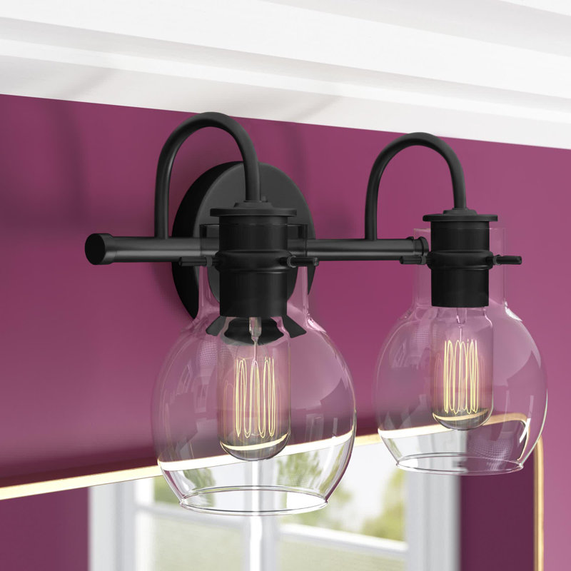  Luminaire de salle de bain à 2 lumières à intensité variable noir mat Kinman certifié ETL, Noir
