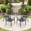 Chaise de patio en fonte d'aluminium 6 pièces avec cadre noir et coussins bruns (Identique à: W1710S00479)-131517383