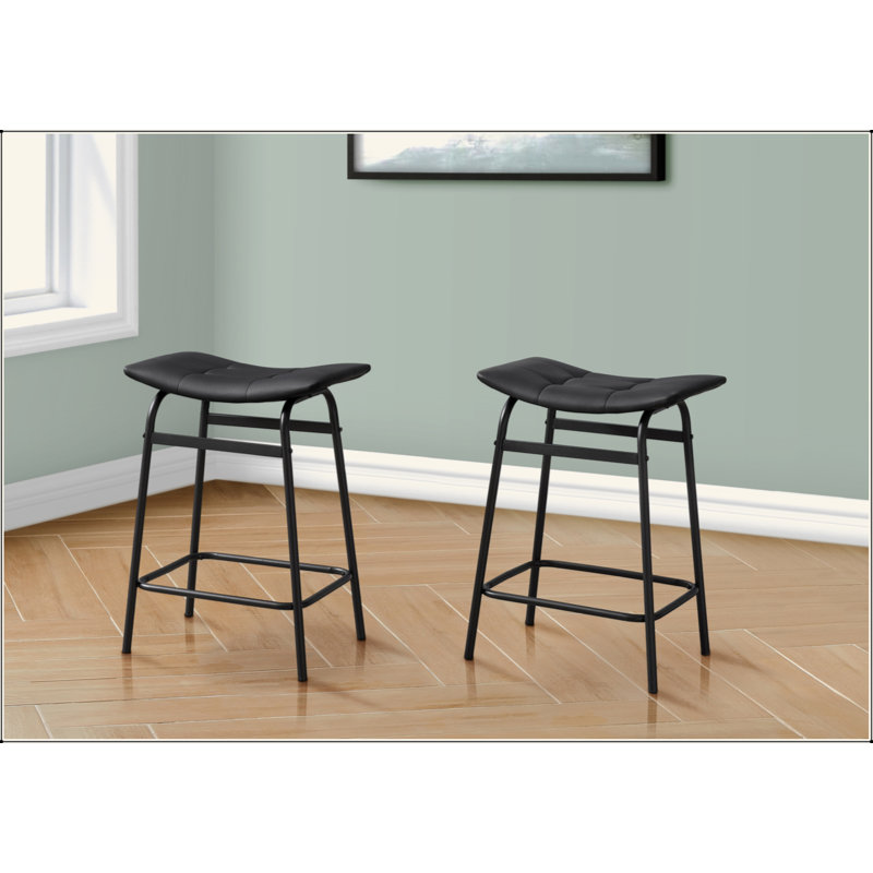 Tabouret de bar, hauteur de comptoir, ensemble de 2, cuisine, contemporain, moderne, Siège noir / cadre noir