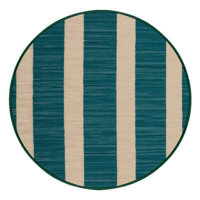Machine Washable Horizontal Stripes Green Area Rug