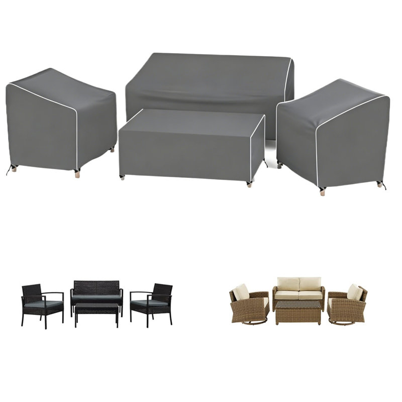 Ensemble de 4 housse pour chaise et causeuse gris 420D
