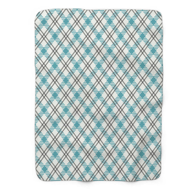 Blue-Black Checks - 1 pièce Sherpa Premium, Lit simple