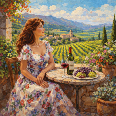 Vineyard Table Setting Wrapped Canvas Wall Art