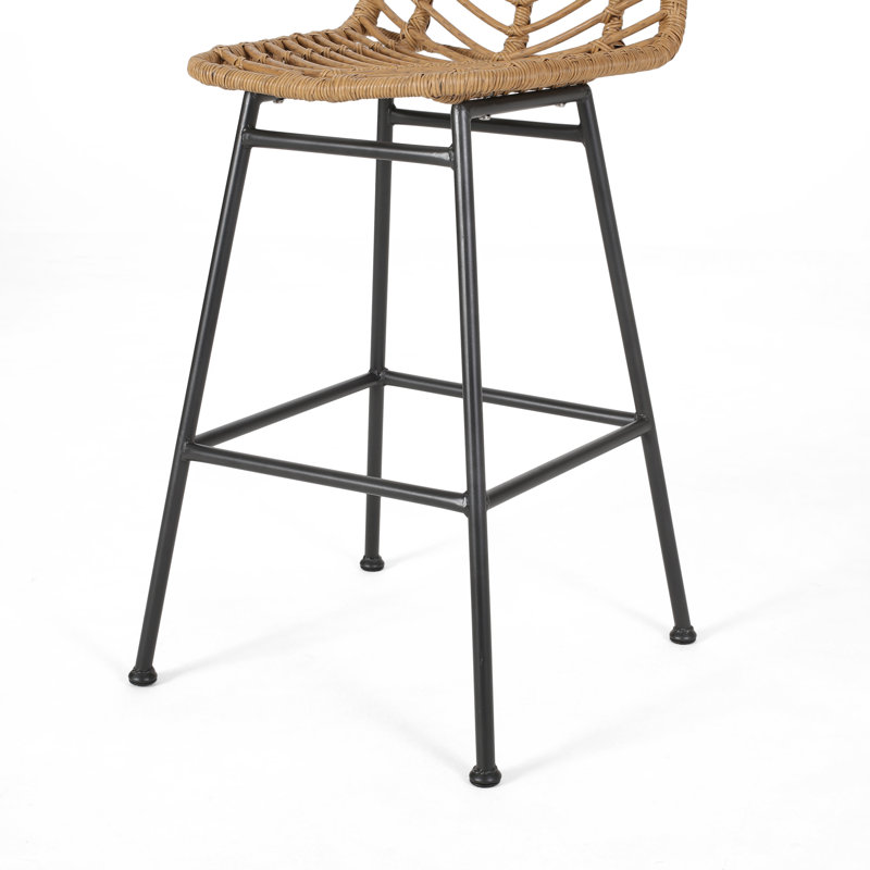 Enloe Wicker Outdoor 28.75'' Bar Stool, Light Brown