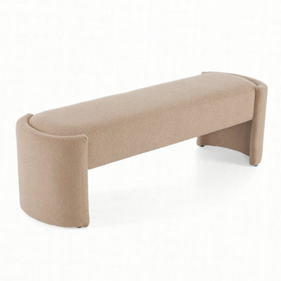 Elegant and Simple Long - shaped Ottoman Bench, Light Camel by Latitude Run