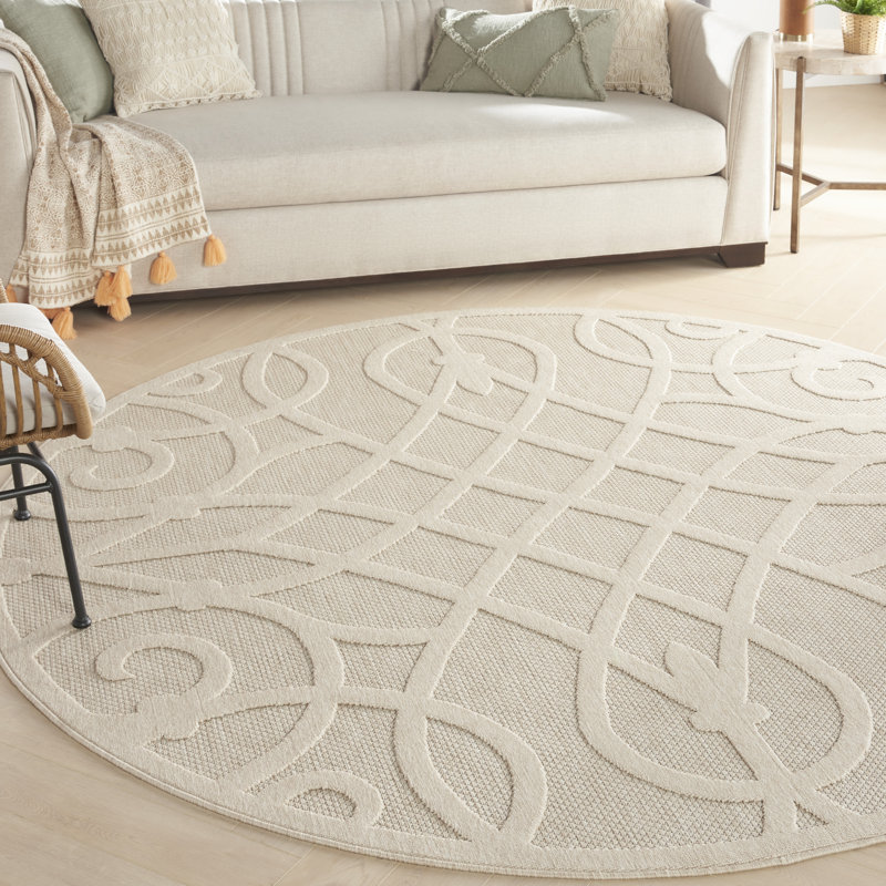 Yajat Geometric Indoor / Outdoor Rug, Round 7'10"