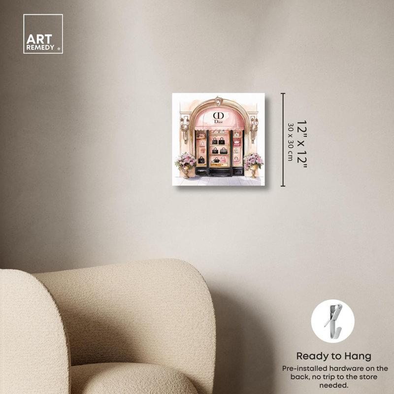Illustration de mode sur toile Classy Purse Store Art par Art Remedy, H 12 po x l 12 po x P 1,5 po, Toile tendue