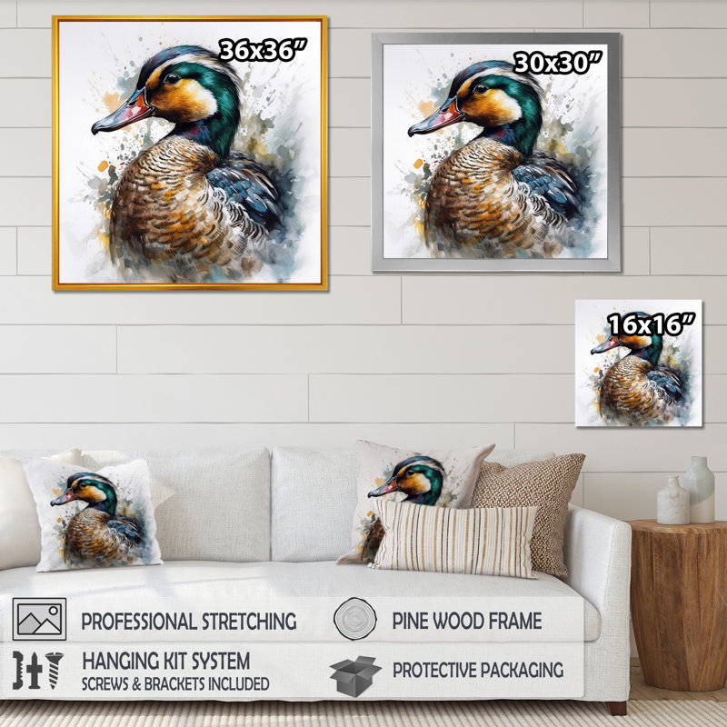 Magnifique canard mâle III - impression, H 16 po x l 16 po x P 1 po, Toile tendue