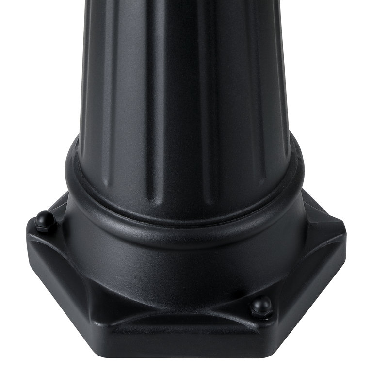 Lampe sur pied extérieure en alliage d'aluminium de 71,27 pouces de hauteur, mât d'éclairage noir pour jardin, cour et allée