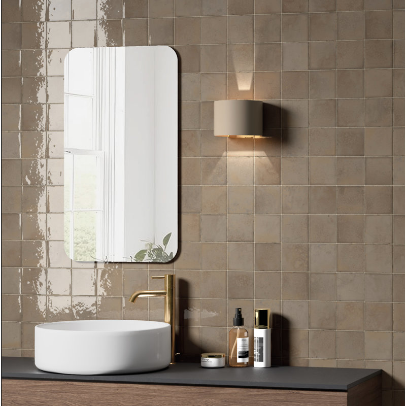 Bohemian Living | 4"x4" Decorative Porcelain Wall Tile, Mink