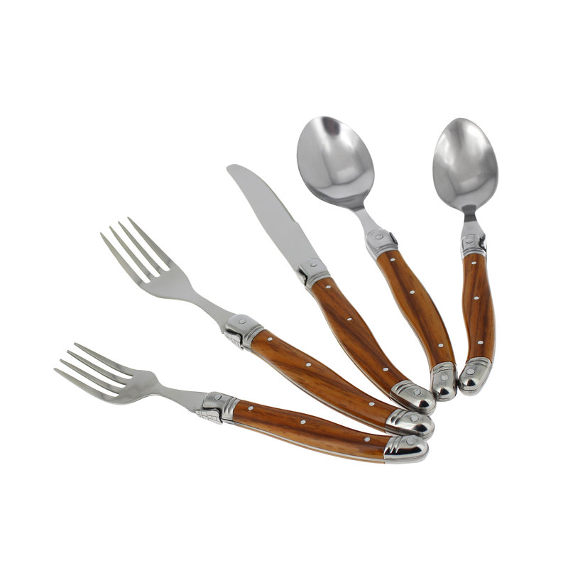Laguiole 20 - Piece Stainless Steel Flatware Set - Service for 4, Brown