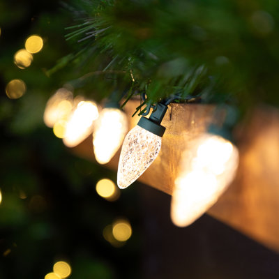 100-Count Faceted LED C9 Christmas Lights - 66 ft Green Wire