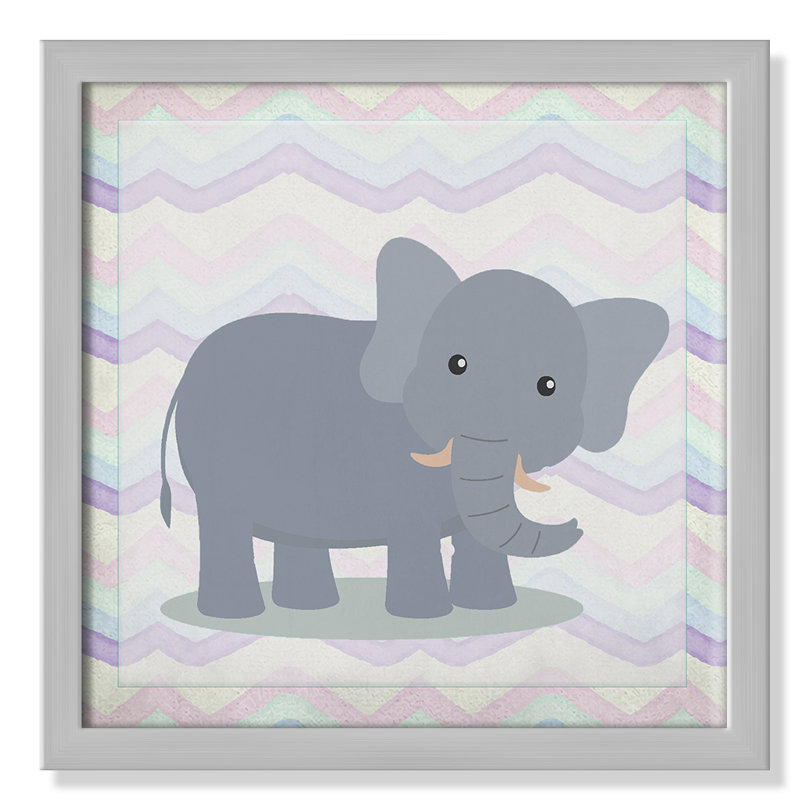 Art de l'éléphant rose, Encadré de boîte argent, H 12 po x l 12 po x P 1,18 po