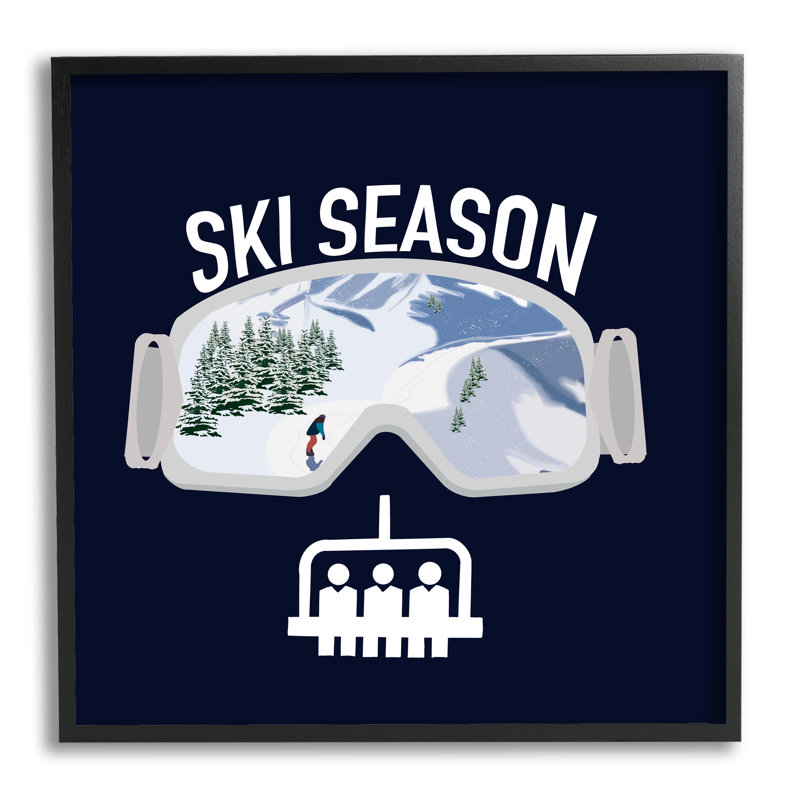 "Ski Season", lunettes de sport, lunettes de planche à neige, art mural bleu par Ashley Singleton