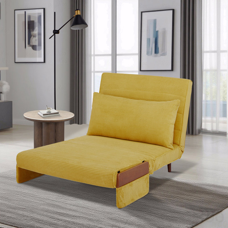 Canapé-lit 3 en 1: fauteuil d'appoint rembourré, canapé-lit convertible, Chenille jaune