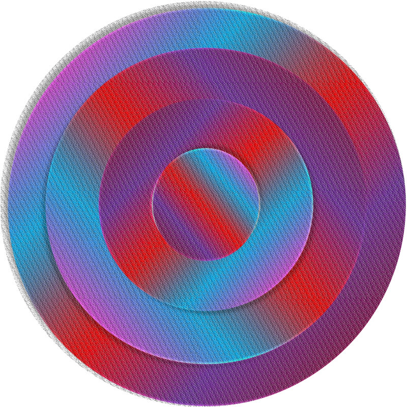 Tapis rouge/bleu/gris à motifs Olender, Rond 5 pi