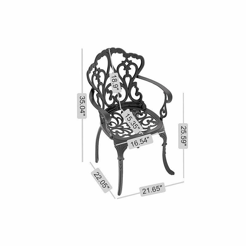Cast Aluminum Patio Dining Chair 4PCS With Black Frame and Off-white Cushions (same as W1710S00506)