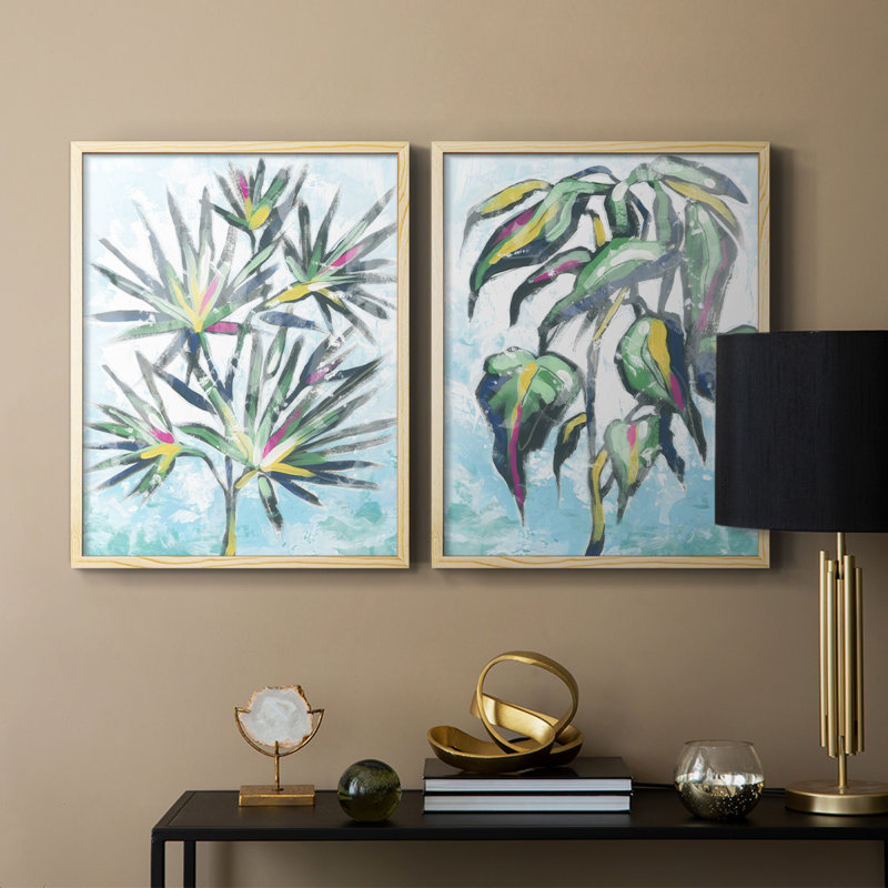 «Candy Palm Fresco III», reproduction encadrée de qualité supérieure - prête à être accrochée - aucun clou requis - aucun clou requis