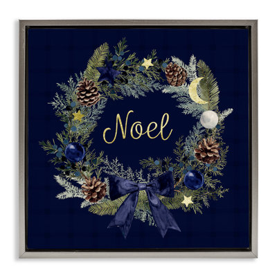 Art mural en toile «Noel Holiday Wreath» par Victoria Barnes
