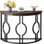 Console demi-lune pour le hall d'entrée, canapé industriel semi-circulaire de 44 pouces avec base géométrique, table d'appoint en bois pour le salon, couloir, vestibule, entrée, brun rustique